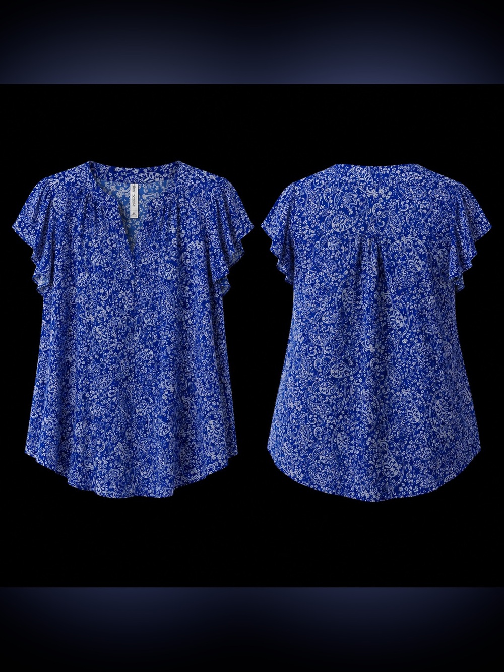 🆕 Dear Scarlett Blue Paisley Plus Size Blouse XL 2XL 3XL Lightweight Stretch Top - Picture 3 of 3